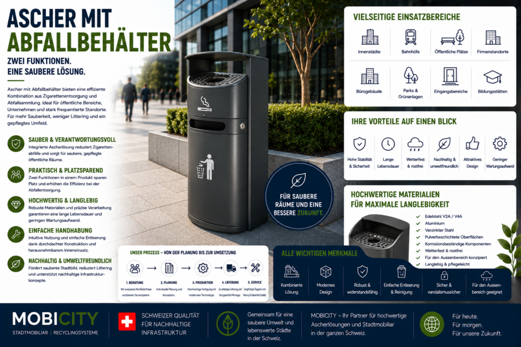 Ascher mit Abfallbehälter