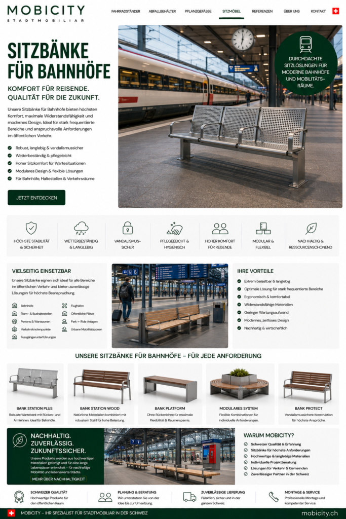 Sitzbänke für Bahnhöfe Schweiz