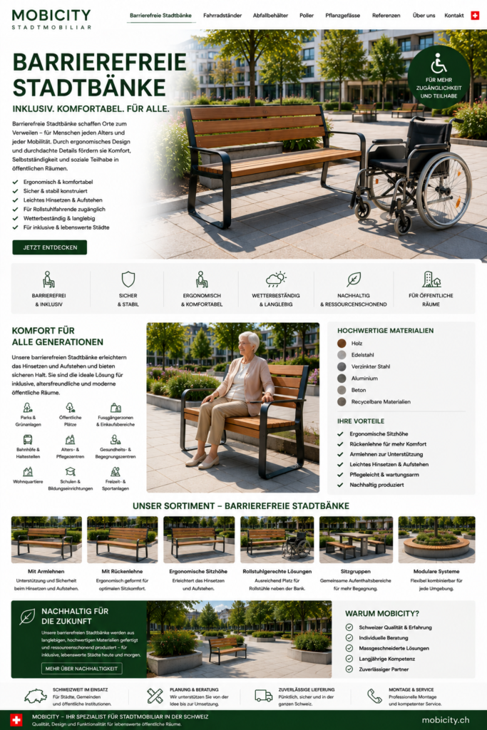 Barrierefreie Stadtbänke Schweiz