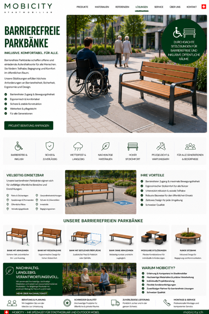 Barrierefreie Parkbänke Schweiz