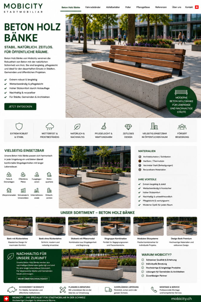 Beton Holz Bänke Schweiz