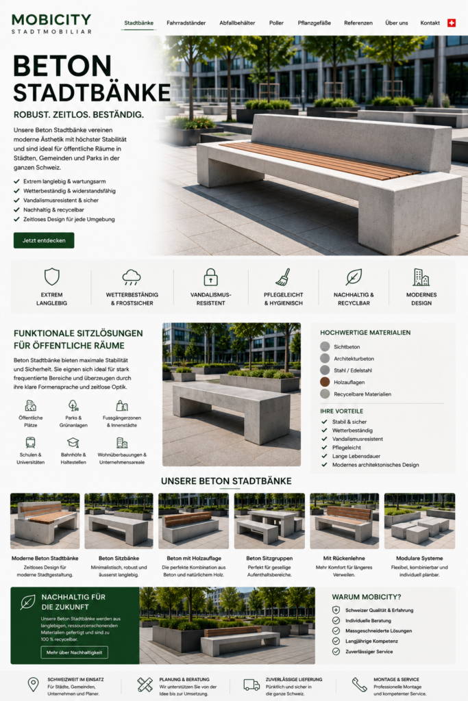 Beton Stadtbänke Schweiz