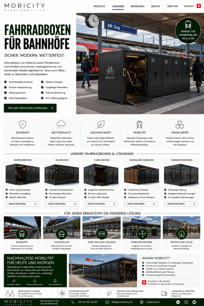 Fahrradboxen für Bahnhöfe Schweiz