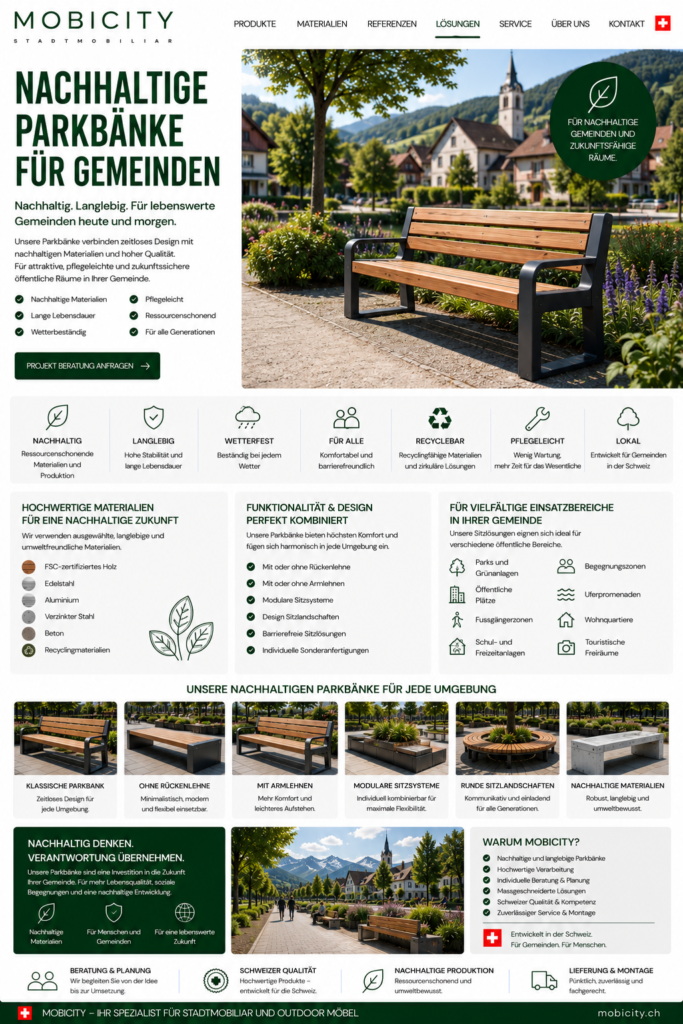 Nachhaltige Parkbänke für Gemeinden Schweiz