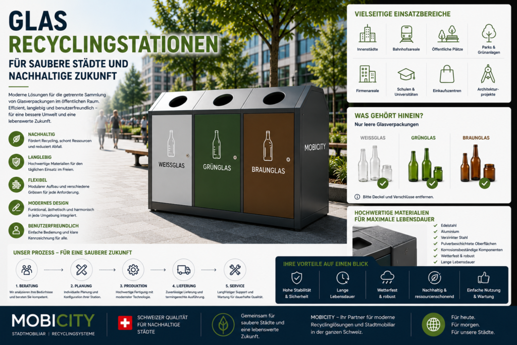 Glas Recyclingstationen