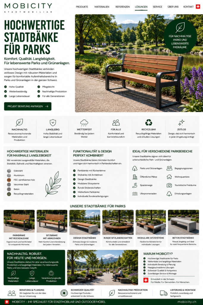 Hochwertige Stadtbänke für Parks Schweiz