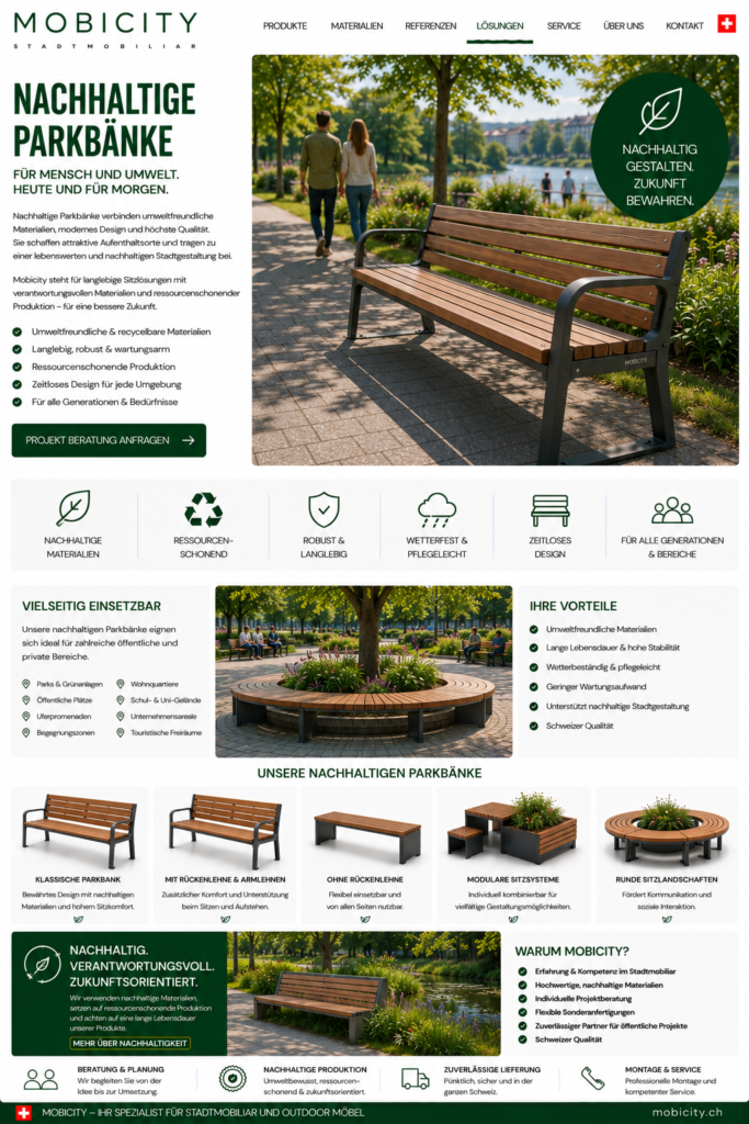 Nachhaltige Parkbänke Schweiz