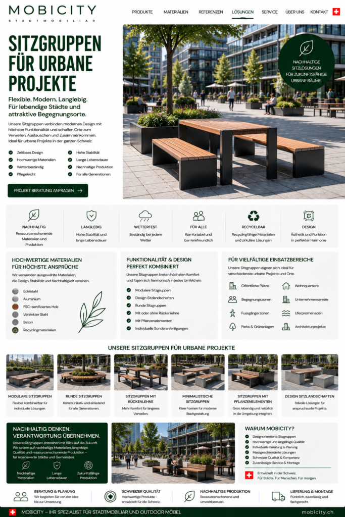 Sitzgruppen für urbane Projekte Schweiz