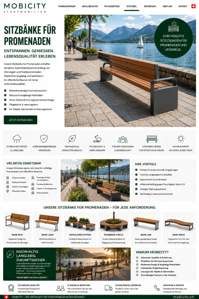 Sitzbänke für Promenaden Schweiz