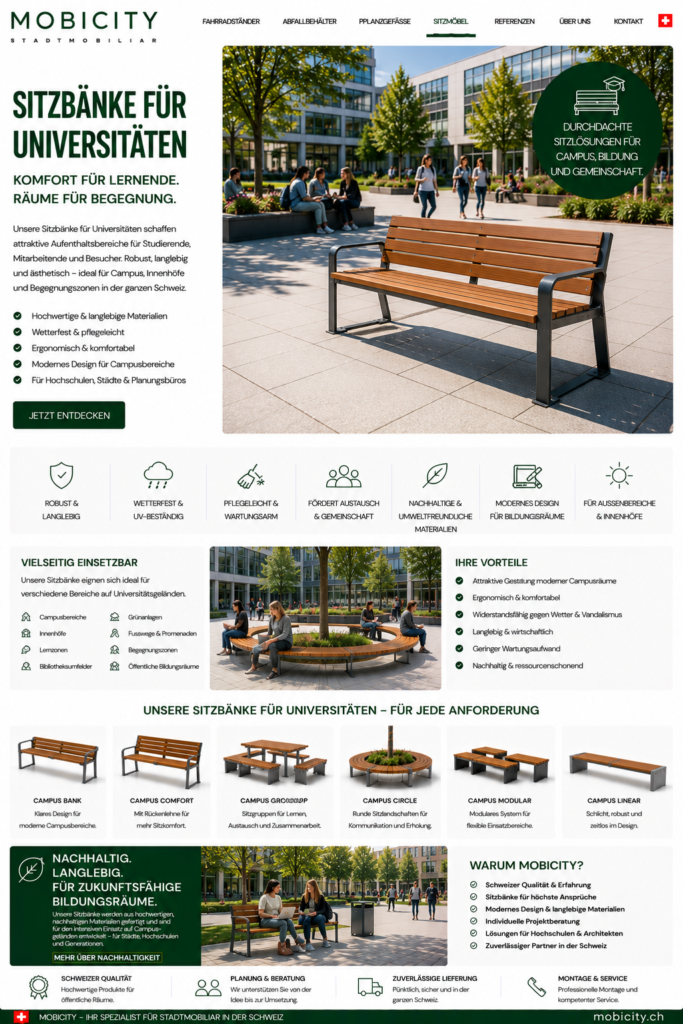 Sitzbänke für Universitäten Schweiz