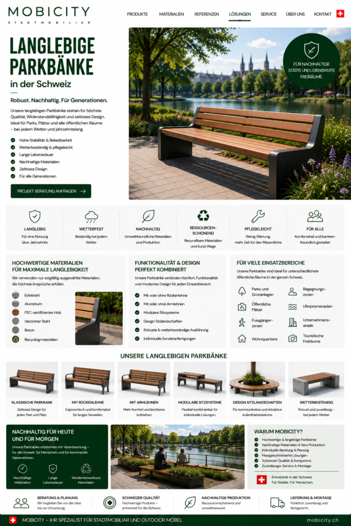 Langlebige Parkbänke Schweiz