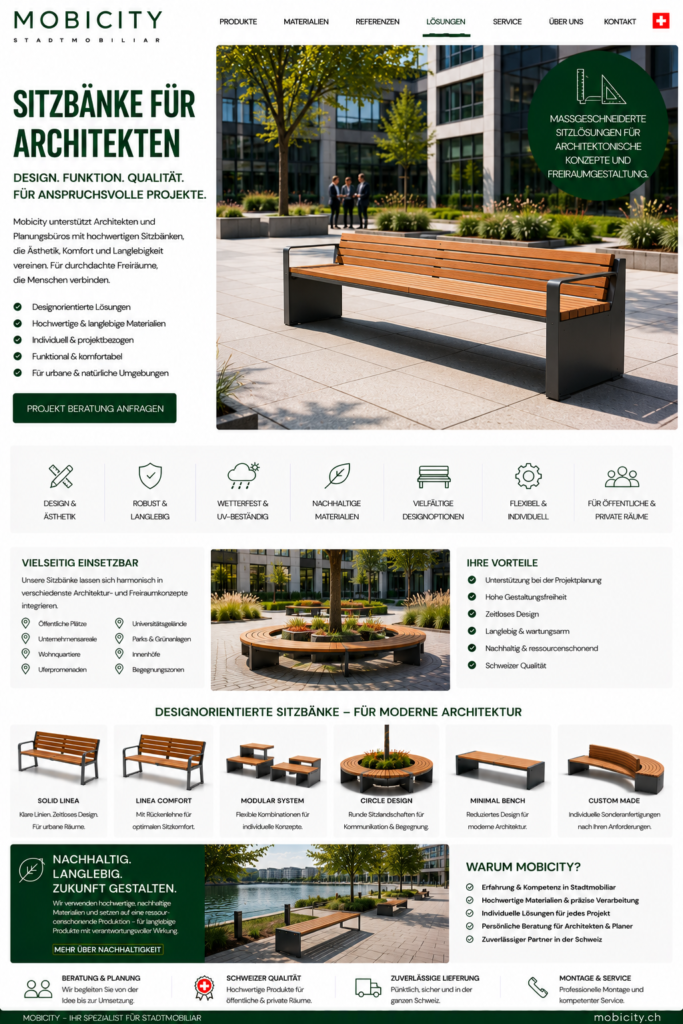 Sitzbänke für Architekten Schweiz