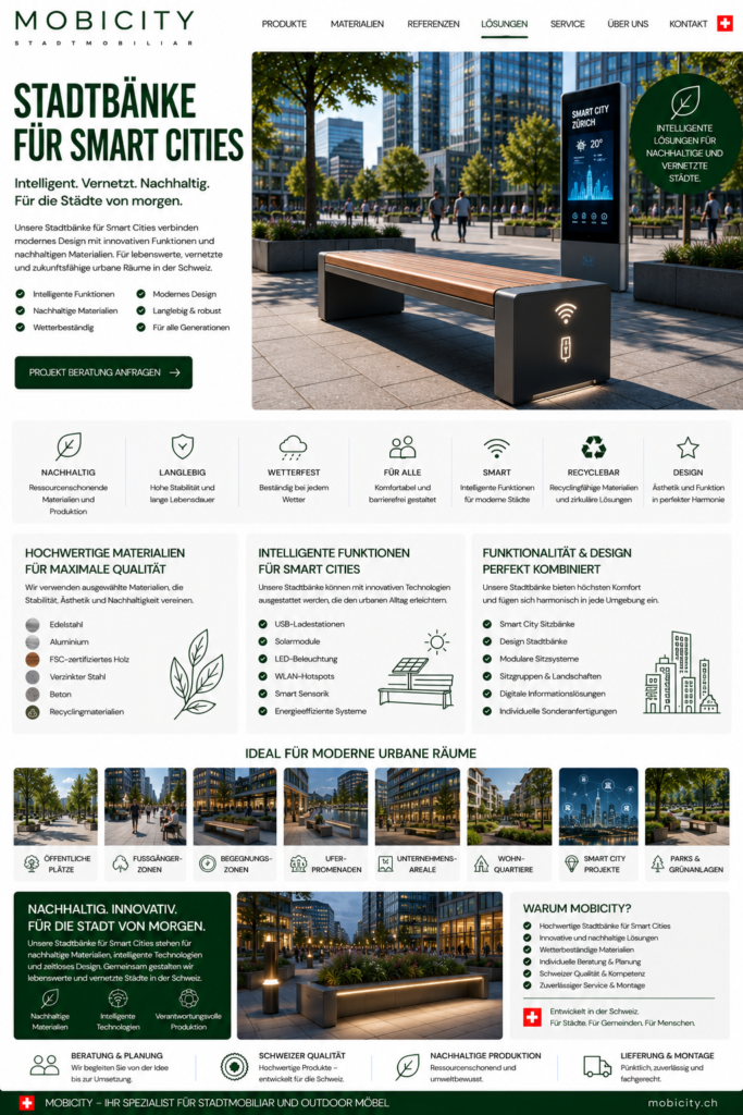 Stadtbänke für Smart Cities Schweiz