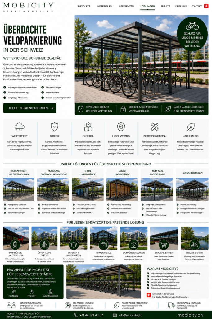 Überdachte Veloparkierung Schweiz