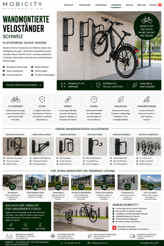 Wandmontierte Veloständer Schweiz