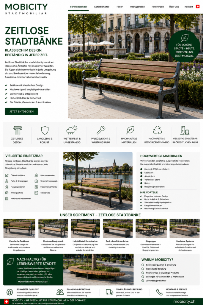 Zeitlose Stadtbänke Schweiz