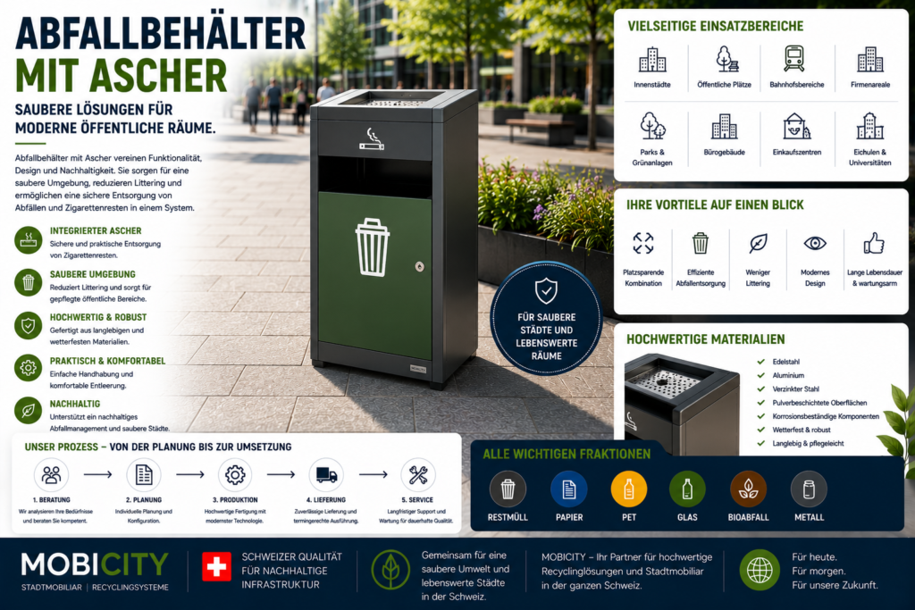 Abfallbehälter mit Ascher
