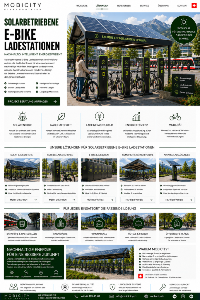 Solarbetriebene E-Bike Ladestationen Schweiz
