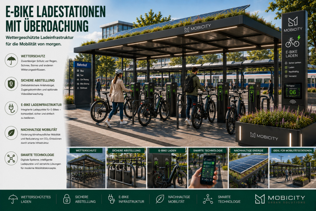 E-Bike Ladestationen mit Überdachung