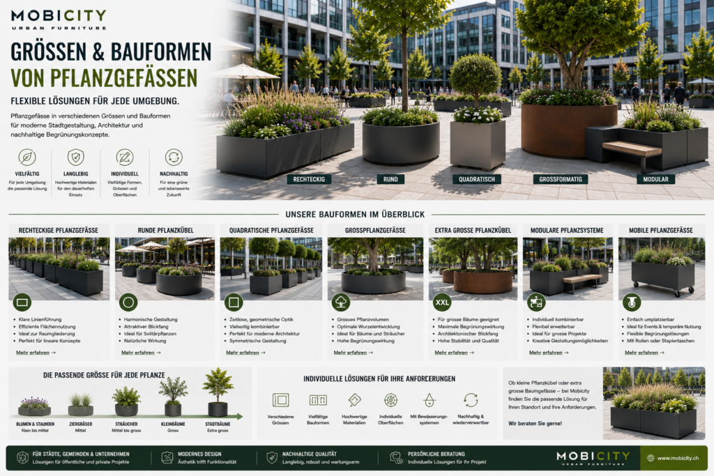 Grössen & Bauformen von Pflanzgefässen