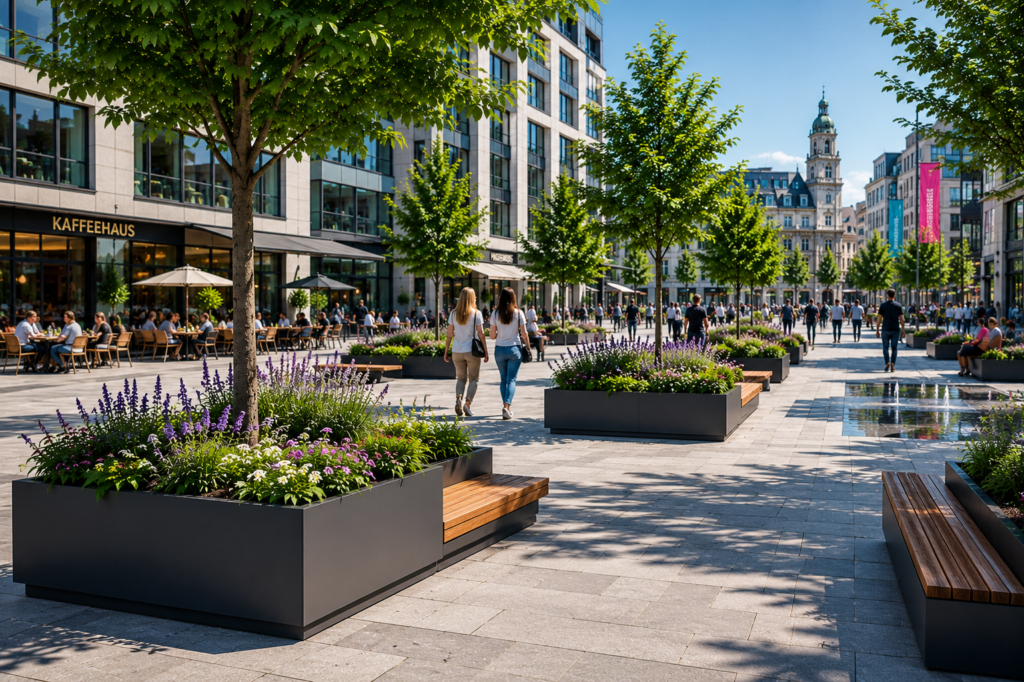 Stadtgestaltung mit Pflanzgefässen